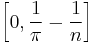 \left[0,\frac{1}{\pi}-\frac{1}{n}\right]