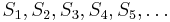 S_1 , S_2 , S_3 , S_4 , S_5, \ldots 