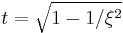 t=\sqrt{1-1/\xi^2}