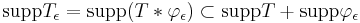 \mathrm{supp}T_\epsilon=\mathrm{supp}(T\ast\varphi_\epsilon)\subset\mathrm{supp}T%2B\mathrm{supp}\varphi_\epsilon