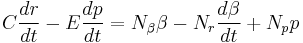 C\frac{dr}{dt}-E\frac{dp}{dt}=N_\beta \beta - N_r \frac{d\beta}{dt} %2B N_p p