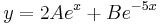 y = 2Ae^{x} %2B Be^{-5x} \,\!