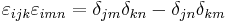 \varepsilon_{ijk} \varepsilon_{imn}=\delta_{jm}\delta_{kn}-\delta_{jn}\delta_{km}