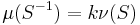 \mu(S^{-1})=k\nu(S)\,