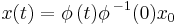 x(t)=\phi\,(t){\phi\,}^{-1}(0)x_0