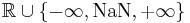 \mathbb{R} \cup \lbrace -\infty, \mathrm{NaN}, %2B\infty \rbrace