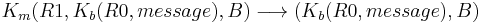 K_m(R1,K_b(R0,message),B)\longrightarrow(K_b(R0,message),B)