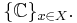  \{ {\mathbb C} \}_{x \in X}.