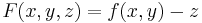 F(x, y, z) = f(x,y) - z