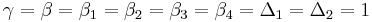 \gamma=\beta=\beta_1=\beta_2=\beta_3=\beta_4=\Delta_1=\Delta_2=1