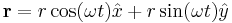  \textbf{r} = r \cos(\omega t) \hat{x} %2B r \sin(\omega t) \hat{y} 