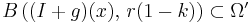 \textstyle B\left((I%2Bg)(x),\, r(1-k)\right)\subset\Omega' 