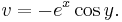  v = -e^x \cos y. \!\;