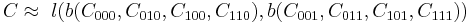  C \approx\ l( b(C_{000}, C_{010}, C_{100}, C_{110}), b(C_{001}, C_{011}, C_{101}, C_{111}))