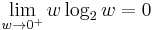 \lim_{w \to 0^%2B} w \log_2 w = 0