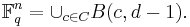 \mathbb{F}_q^n =\cup_{c \in C} B(c,d-1).\, 