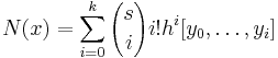 N(x)= \sum_{i=0}^{k}{s \choose i}i!{h}^{i}[y_0,\ldots,y_i]