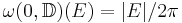 \omega(0,\mathbb{D})(E)=|E|/2\pi