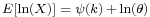 \scriptstyle E[\ln(X)] \;=\; \psi(k) \,%2B\, \ln(\theta)