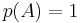 p(A)=1