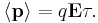 \langle\mathbf{p}\rangle = q \mathbf{E} \tau.