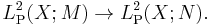  L^2_{\operatorname{P}}(X;M) \rightarrow L^2_{\operatorname{P}}(X;N). 