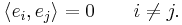 \langle e_i, e_j \rangle = 0 \qquad i\neq j. \,