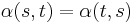 \alpha(s,t) = \alpha(t,s)