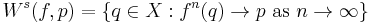 W^s(f,p) =\{q\in X: f^n(q)\to p \mbox{ as } n\to \infty \}