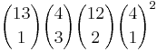 {13 \choose 1}{4 \choose 3}{12 \choose 2}{4 \choose 1}^2