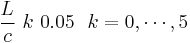 \frac{L}{c}\ k\ 0.05\ \ k=0,\cdots ,5 