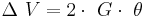  \Delta\ V = 2 \cdot\ G \cdot\ \theta\ 