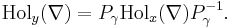 \mathrm{Hol}_y(\nabla) = P_\gamma \mathrm{Hol}_x(\nabla) P_\gamma^{-1}.