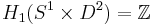 H_1(S^1\times D^2) = \mathbb Z