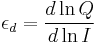 \epsilon_d = \frac{d \ln Q}{d \ln I}