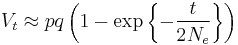 
V_t \approx pq\left(1-\exp\left\{-\frac{t}{2N_e} \right\}\right)
