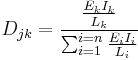 D_{jk} = \frac{\frac{E_k I_k}{L_k}}{\sum_{i=1}^{i=n} \frac{E_i I_i}{L_i}}