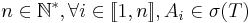 n\in\mathbb{N}^*, \forall i\in[\![1,n]\!], A_i\in\sigma(T)