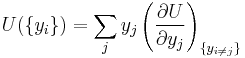 U(\{y_i\})=\sum_j y_j\left(\frac{\partial U}{\partial y_j}\right)_{\{y_{i\ne j}\}}