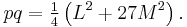  pq = \tfrac14 \left(L^2%2B 27M^2\right).