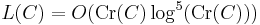 L(C)= O(\operatorname{Cr}(C)\log^5(\operatorname{Cr}(C)))\,