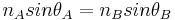 n_A sin\theta_A=n_B sin\theta_B \ 