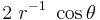  2~r^{-1}~\cos\theta \,