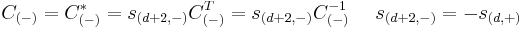  C_{(-)}= C_{(-)}^* = s_{(d%2B2,-)} C_{(-)}^T = s_{(d%2B2,-)} C_{(-)}^{-1} ~~~~ s_{(d%2B2,-)}=-s_{(d,%2B)} 