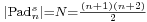 \scriptstyle |\text{Pad}_n^s|=N=\frac{(n%2B1)(n%2B2)}{2}