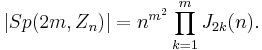 
|Sp(2m,Z_n)|=n^{m^2}\prod_{k=1}^m J_{2k}(n).
