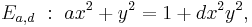 E_{a,d}\ �:\  ax^2 %2B y^2 = 1 %2B dx^2y^2, \,