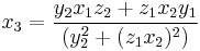 x_3 = \frac{y_2x_1z_2 %2B z_1x_2y_1}{(y_2^2 %2B (z_1x_2)^2)}