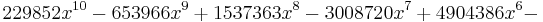 229852x^{10}-653966x^9%2B1537363x^8-3008720x^7%2B4904386x^6-