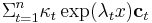  \Sigma_{t=1}^n \kappa_t \exp ( \lambda_t x ) \bold c_t 